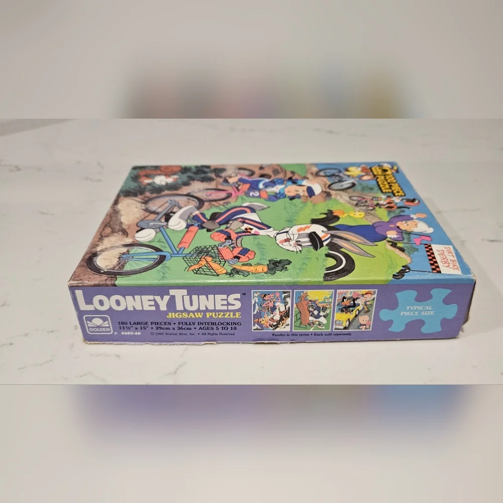 Vintage 1984 Looney Tunes Dirt Bike Derby 100 Piece Puzzle Golden Complete